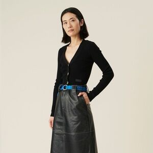 NWT Ganni Melange Knit Cardigan Black - Size Small